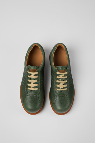 Overhead view of Pelotas Green vegetable tanned leather shoes for women