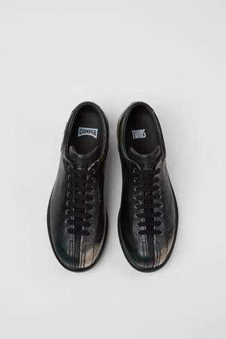 Overhead view of Twins Multicolor Leather Shoes for Women.