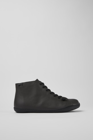 Side view of Peu Gray leather ankle boots for men