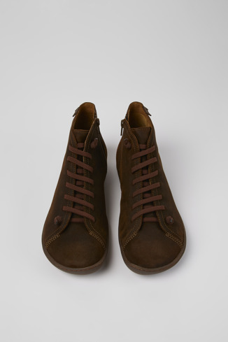 Overhead view of Peu Brown nubuck ankle boots for men