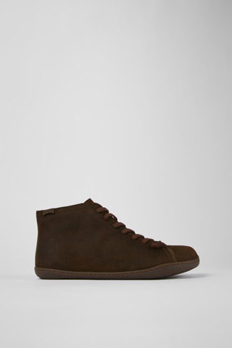 Side view of Peu Brown nubuck ankle boots for men