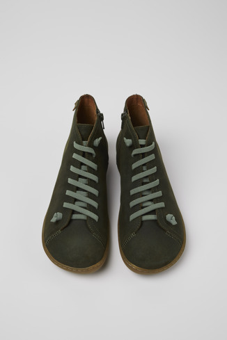 Overhead view of Peu Green-gray nubuck ankle boots for men