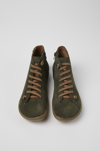 Overhead view of Peu Green nubuck ankle boots for men