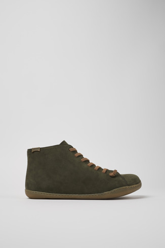 Side view of Peu Green nubuck ankle boots for men