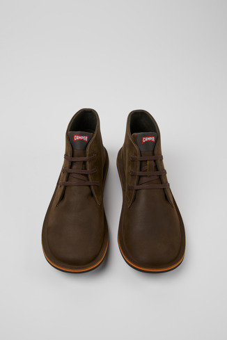 Overhead view of Beetle Brown nubuck ankle boots for men