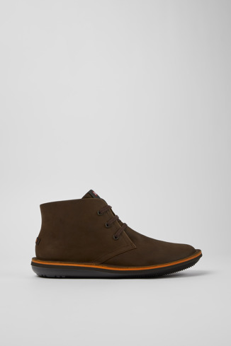 Side view of Beetle Brown nubuck ankle boots for men