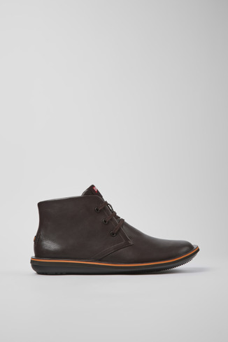Side view of Beetle Brown leather ankle boots for men