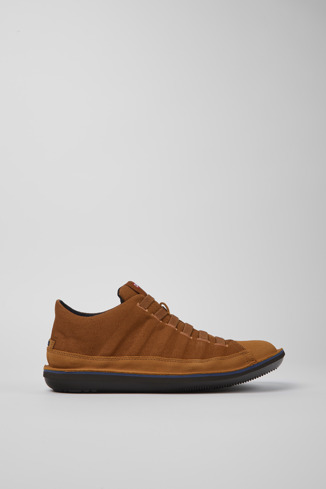 Side view of Beetle Brown textile and nubuck shoes for men