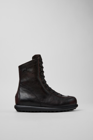 Side view of Pelotas Burgundy Leather Mid Boots for Women.
