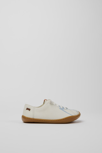 Side view of Twins White printed leather shoes for kids