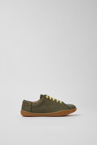 Side view of Peu Green leather shoes for kids