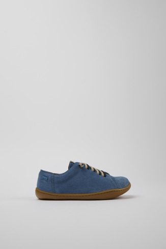 Side view of Peu Blue Nubuck Kids' Shoe.