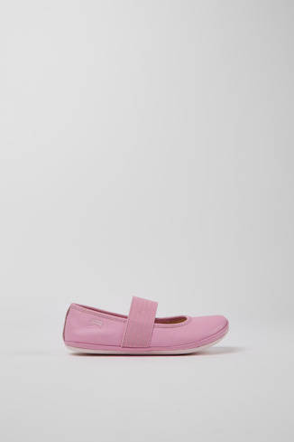 Side view of Right Pink leather ballerinas for girls