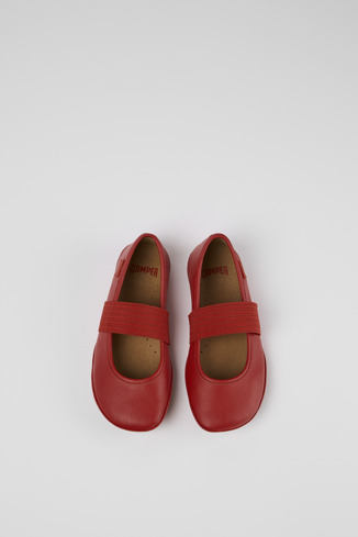 Overhead view of Right Red Leather Ballerina