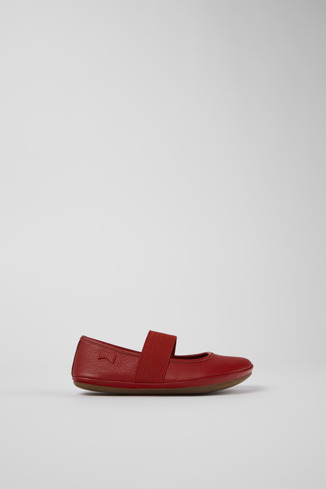 Side view of Right Red Leather Ballerina