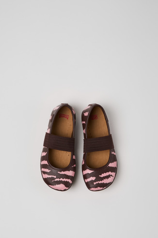 Overhead view of Twins Multicolor Leather Ballerinas for Children.