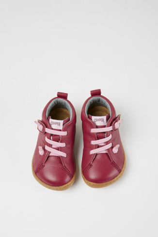 Overhead view of Peu Pink leather ankle boots