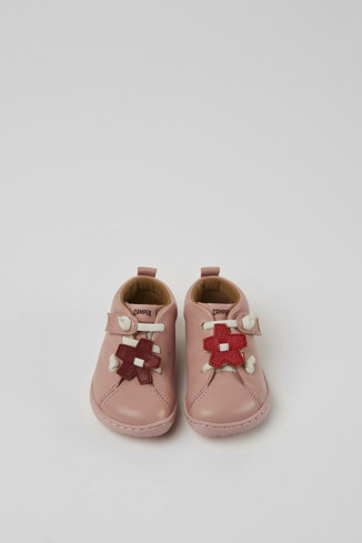 Overhead view of Twins Pink leather shoes