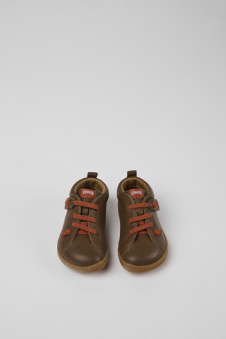 Peu Sapatos em couro castanhos para criança