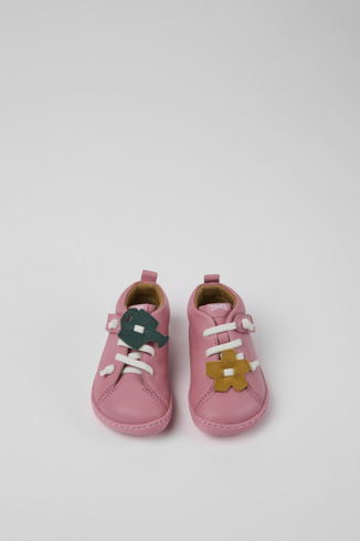 Peu Sapatos em couro cor-de-rosa para criança