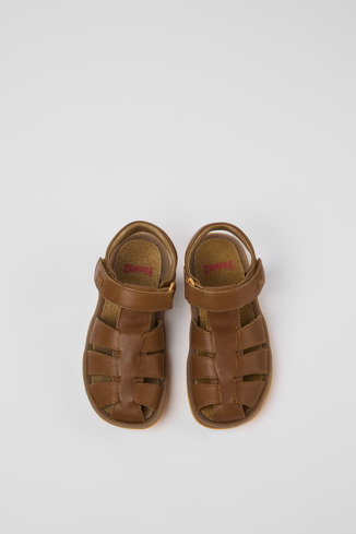 Overhead view of Bicho Brown Leather Sandal