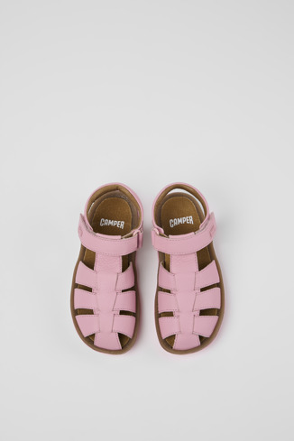 Overhead view of Bicho Pink Leather Sandal