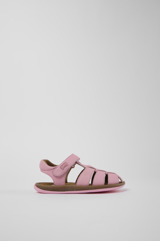 Side view of Bicho Pink Leather Sandal