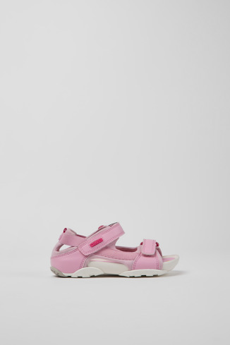 Side view of Ous Pink sandals for kids