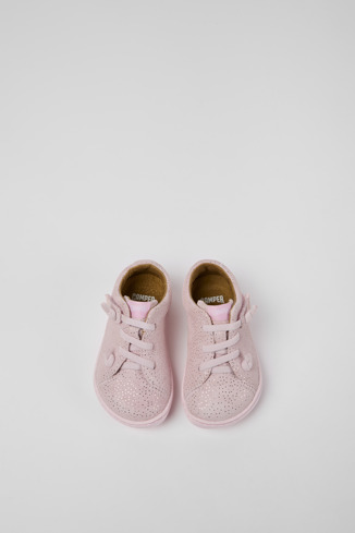 Peu Zapatos de nubuck rosa con efecto brillo para niña