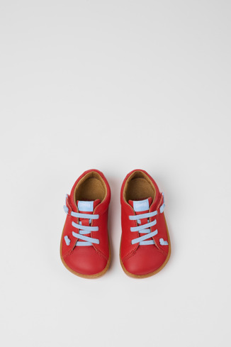 Overhead view of Peu Red leather shoes for kids