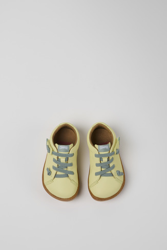 Overhead view of Peu Yellow Leather Kids' Shoes.