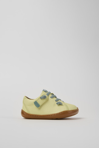 Side view of Peu Yellow Leather Kids' Shoes.