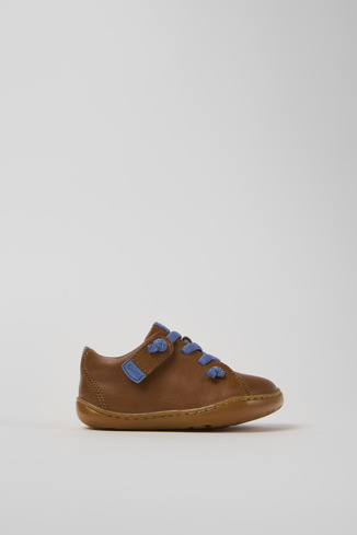 Side view of Peu Brown Leather Shoes for Kids.