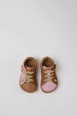 Overhead view of Twins Multicolor Leather Shoes for Kids.