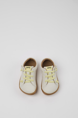 Overhead view of Peu White Leather Shoes for Kids.