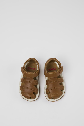 Overhead view of Bicho Brown Leather Sandal