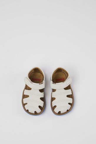 Overhead view of Bicho White Leather Sandal