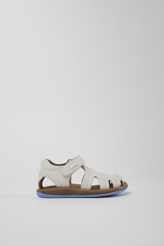 Side view of Bicho White Leather Sandal
