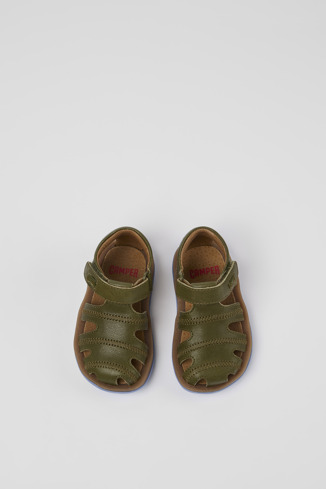 Overhead view of Bicho Green Leather Sandal