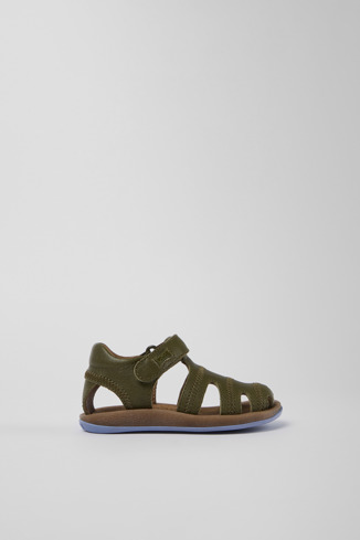 Side view of Bicho Green Leather Sandal