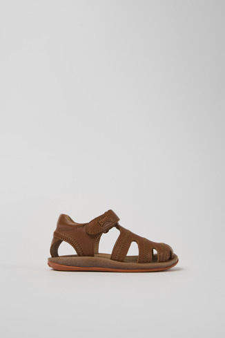 Side view of Bicho Brown Leather Kids' Sandals.