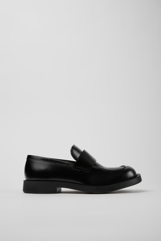 Side view of MIL 1978 Black leather loafers