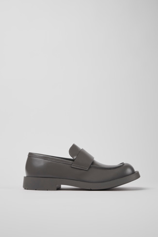 Side view of MIL 1978 Gray leather loafers