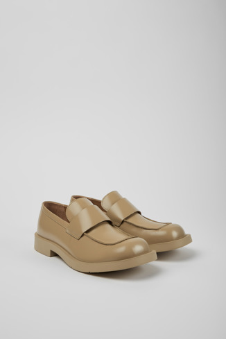 Front view of MIL 1978 Beige leather loafers