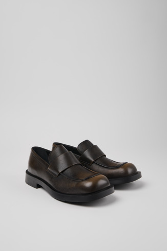 Front view of MIL 1978 Three-Toned Brushed Leather Loafers