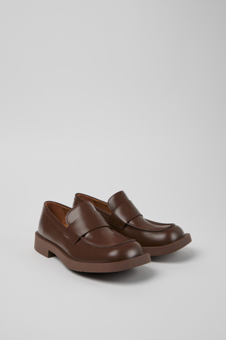 Front view of MIL 1978 Brown Leather Loafers