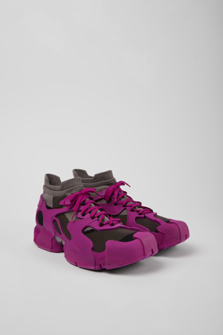 Front view of Tossu Purple caged sneakers