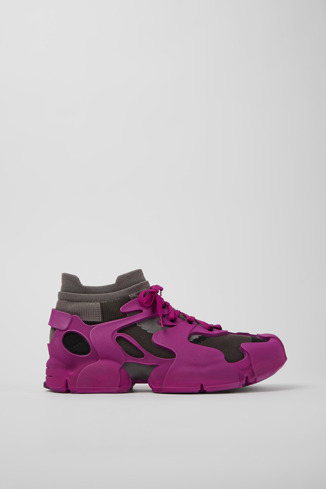 Side view of Tossu Purple caged sneakers
