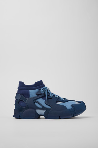 Side view of Tossu Blue caged sneakers