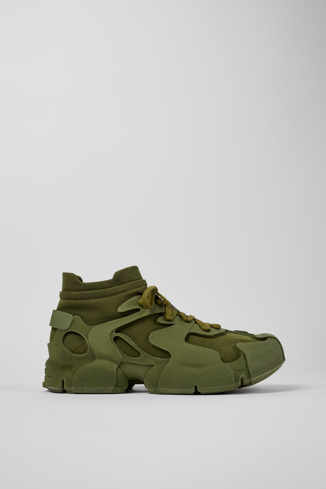 Side view of Tossu Green Synthetic Sneaker